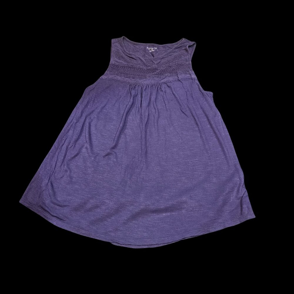 Merona Blue Sleeveless Tunic Top – Size Small – Crochet Detail